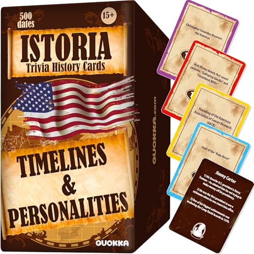 Quokka 2in1 History Trivia Game for Adults - 500 Learning Cards Chronology Board Game - 2 + Players Educational Game for Family Night - Historic Personalities | History von Quokka