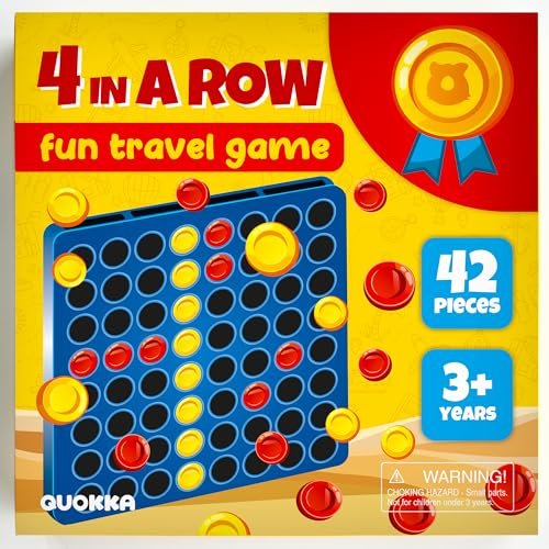 Quokka Magnet Connect Four Game for Kids - 4 In a Row for Kids Ages 4-6 by 1 Plastic Connect 4 Board Game - 40 Plastic Chips Travel Toys Kids Ages 4-8 - Best Fun Car Activities von Quokka