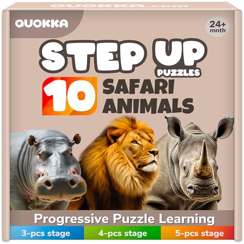 Quokka Puzzles Set UP Animal 3-5 by 40 Pieces Puzzles for Kids Ages 3-5 - Animals Learning Jigsaw Puzzles for Kids 3-5 Years Old - Educational Toys for Boy and Girl Animals von Quokka