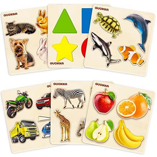 Spielzeug Puzzle ab 1 2 3 Jahre - 6 Montessori Holzpuzzle Spiele für Kinder ab 4 5 - Steckpuzzle Geschenk für Baby Mädchen and Junge von Quokka