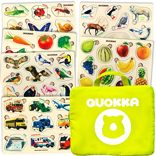 QUOKKA Spielzeug Puzzle ab 1 2 Jahre - 6 Set Montessori Holzpuzzle Spiele für Kinder ab 3 4 - Steckpuzzle Holz Geschenk für Mädchen and Junge von Quokka