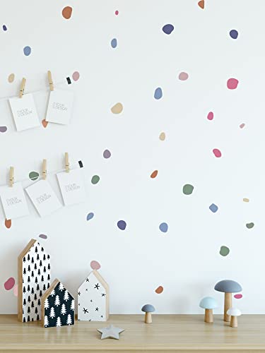 QuoteMyWall 140 Stück Boho Pastell Polka Dot Wandaufkleber Aufkleber Aufkleber Unregelmäßige Punkte Punkte Abnehmbare Wandkunst für Kinderzimmer Kinderzimmer Kunst Jungen Mädchen von QuoteMyWall