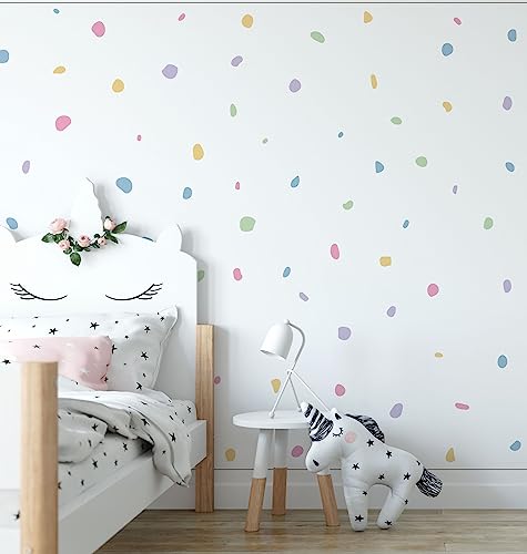 QuoteMyWall 150 pastellfarbene Tupfen-Wandaufkleber, gepunktet, dänische Pastellfarben, Dänemark, bunt, für Kinderzimmer, Jungen, Mädchen, Schlafzimmer, abnehmbar von QuoteMyWall