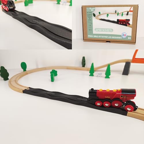 Schienen für Eisenbahn aus Holz – Set Schienen Achtung Schütteln, kompatibel mit Brio, IKEA, Lidl usw. von Quoti3d