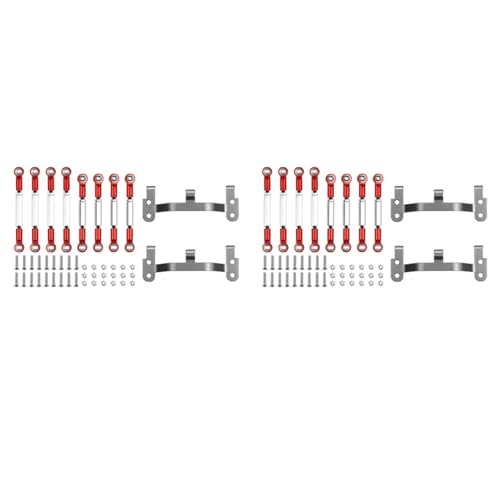 Qupdjxukis 2Satz Upgrade Metall Zugstange Verbindungsstange Basishalterung B1 B14 B24 C14 C24 1/16 RC Auto Ersatzteilzubehör, Rot von Qupdjxukis