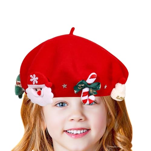 Qurygin Kinder-Weihnachtsmütze, Weihnachtsmütze,Französischer Wollhut | Damen Baskenmütze aus französischer Wolle, Beanie-Wintermütze für Erwachsene, dekorative Malermütze von Qurygin