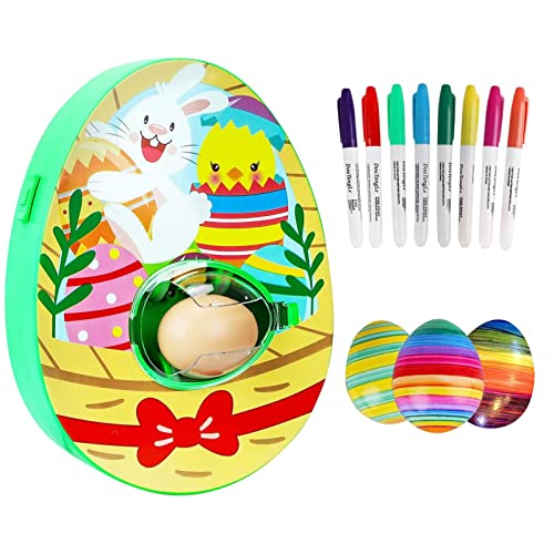 Qurygin Ostereier Dekoration Set - Easter Egg Decorator, Osterei Dekorations Kits, Egg Kit, Ei Färbe Spinner Malmaschine Zum Selbermachen,8 Marker 3 Eier, Ostern Spielzeug-Geschenk Für Kinder von Qurygin