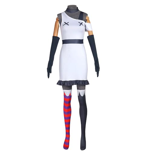 Qusunx Hazbin Hotel Cosplay Outfits Vaggie Anime Charakter Uniform Kleid mit Perücken Frauen Full Set Halloween Kostüm von Qusunx