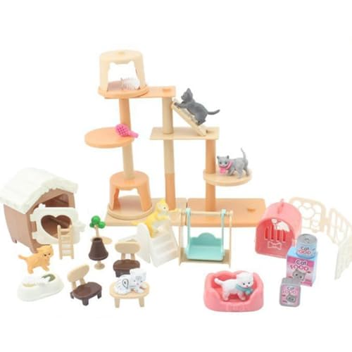 Qutalmi Little Pet Shop Spielzeug, Tierarzt-Spielset für Kinder | Haustier-Rollenspielzeug-Spielsets,Katzenspielzeug für Kinder, Zoohandlungsspielzeug, Spielset mit kleinen Tieren für und Mädchen, von Qutalmi