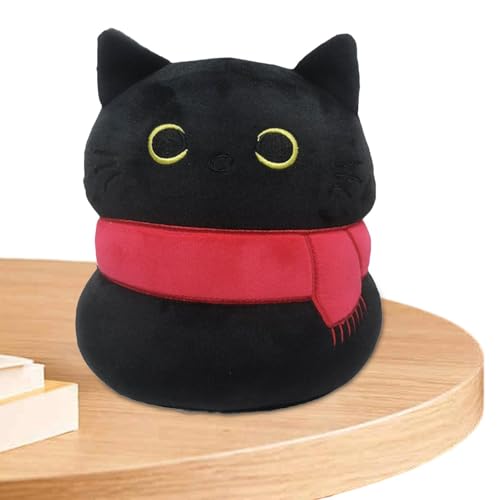 Qutalmi Schwarze Katze Plüschtier Kissen,Schwarze Katze Plüschpuppe,Weiches Tierspielzeug - Kuscheltier Plüschtiere Spielzeug Katze Plüschtiere Kinder Stofftierpuppe 8,66 Zoll für Kinder Erwachsene von Qutalmi