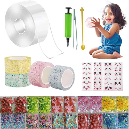 Qutalmi Tape Bubble Kit,Bubbles Tape Kit für Kleinkinder - Spielzeugset mit aufblasbarem Luftpolsterband | Elastisches, handgefertigtes -Handwerk, Luftblasenband, elastischer Ballonbandstreifen, von Qutalmi