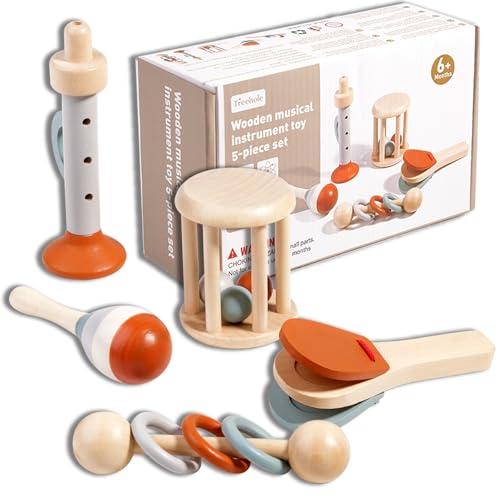 Baby Kinder Musikinstrumente, Baby Musik-Holzspielzeug ab 6 9 12 Monate, Monressori Kinder Musikinstrumente Spielzeug ab 1 Jahr, Baby Geschenk Weihnachten Geburtstag von Quvanhqjzy