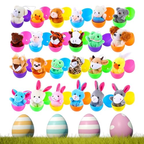 24 Stück Mini Ostereier Kuscheltier, Cartoon Puppe Weiche Plüschpuppe Kuscheltier Plüschspielzeug Schlüsselanhänger Für Kinder Goodie Bag Füller Geschenk Für Jungen Und Mädchen von Quzente