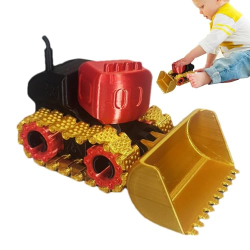Quzente 3D-gedrucktes Bulldozer-Spielzeug, BAU-LKW-Spielzeug - 3D-Druck Bulldozer-Form Ornament Spielzeugfahrzeug beweglich,Sammelfiguren, Ornament für alle Altersgruppen, für Klassenzimmer, von Quzente
