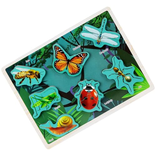 Quzente Holzsteckpuzzles,Holzpuzzles, Holz-Peg-Puzzle mit Meerestieren, Pädagogische Tier-Anfängerpuzzles für Kinder, Kinder, Mädchen von Quzente