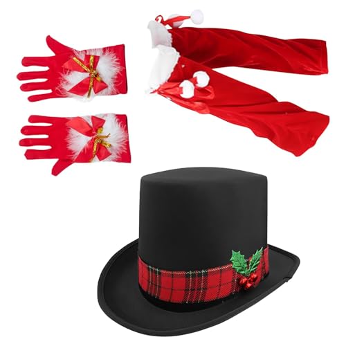 Quzente Weihnachten Outfits für Frauen Rot Outfits Weihnachtsmütze Verkleidung Set 3x Rot Weihnachtsmann Cosplay Kostüm für Geburtstag Weihnachten von Quzente