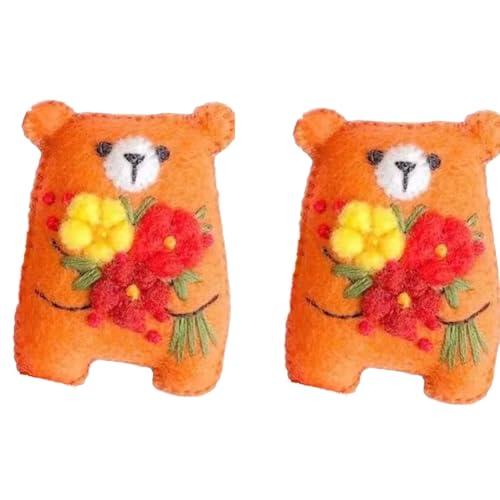 Qweradr Taschenblumen-Bär, Blumenstrauß, Miniatur-Bär, Blumenmotiv, niedlich, Geschenk für Freunde, Abschlussfeiertag, Orange von Qweradr