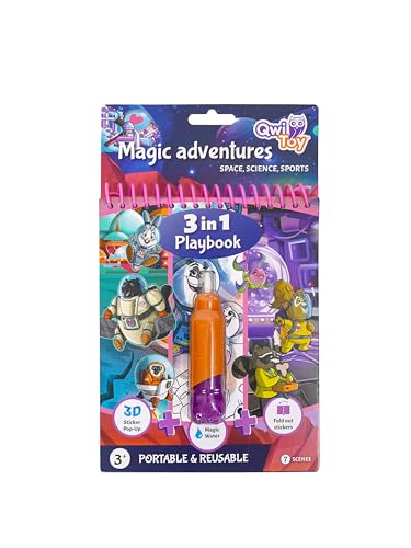 QwiToy 35159 Spielbuch 3 in 1 Magische Abenteuer, 3 Aktivitäten, Malbuch mit magischem Stift, wiederverschließbare Szene mit Aufklebern, 3D-Pop-Up-Szenario mit Puffy-Aufklebern QwiToy 35159 Spielbuch 3 in 1 Magische Abenteuer, 3 Aktivitäten, Malbuch mit magischem Stift, wiederverschließbare Szene mit Aufklebern, 3D-Pop-Up-Szenario mit Puffy-Aufklebern von QwiToy