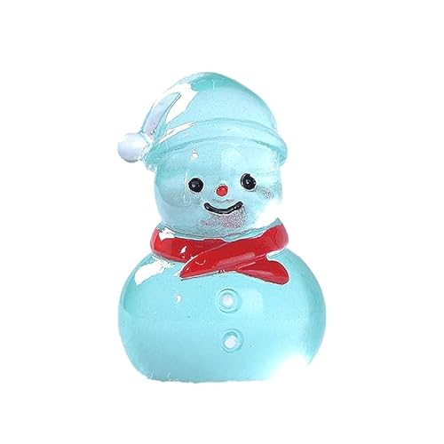 Qxiao Mini Leuchtende Harz Weihnachten Schneemann Ornament Glow In The Dark Miniaturfigur Winziger Schneemann DIY Puppenhaus Dekoration von Qxiao