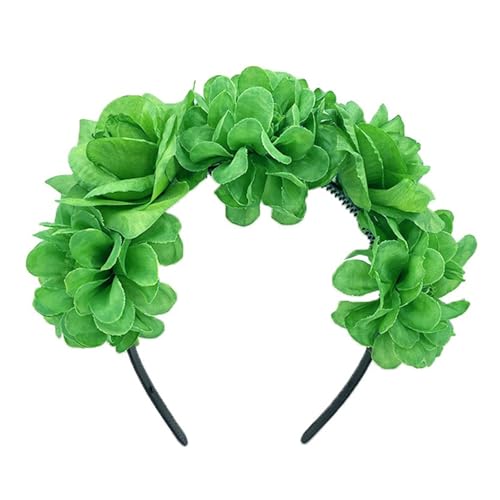 Qxiao St. Patrick's Day Kranz Stirnband Simulation Blumen Kopfbedeckung Grün Haarkamm Haarschmuck Party Dekor von Qxiao