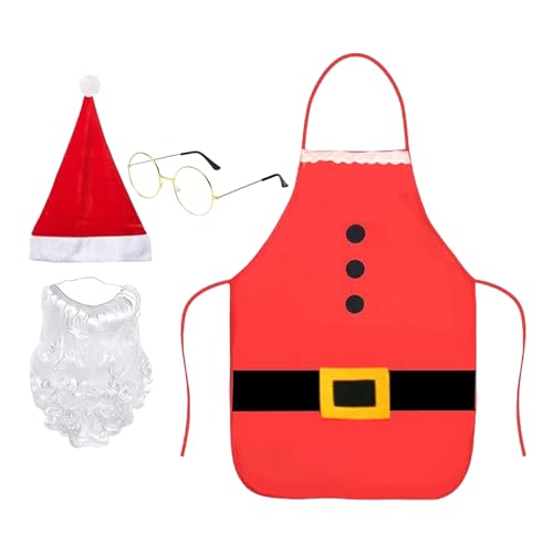 Qyljeiwred Weihnachtsschürzen für Erwachsene, Weihnachtskostüm-Set, Anzug für Erwachsene, Hut, Schürze, Bartbrille, Kostüm für Cosplay, festliches Verkleiden, Rollenspiel-Party Qyljeiwred Weihnachtsschürzen für Erwachsene, Weihnachtskostüm-Set, Anzug für Erwachsene, Hut, Schürze, Bartbrille, Kostüm für Cosplay, festliches Verkleiden, Rollenspiel-Party von Qyljeiwred