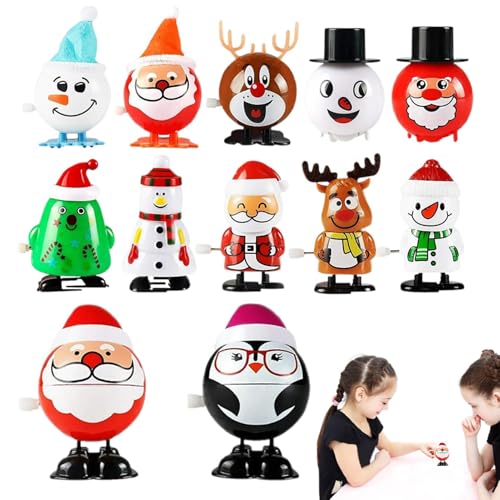 Christmas Cartoon Fidget Toy Set 12-teilig Wind-Up Fidget Toy für Kinder, Holiday Themed Portable Toys for Home, Kindergarten und Kindergarten Fun Playtime Stress Relief Zubehör von Qzdtue