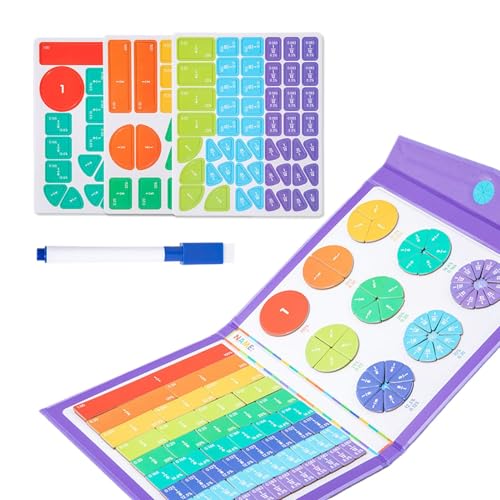 Fraction Learning Puzzle, Fraction Tiles for Kids, Educational Puzzle for Fractions, Math Puzzle for Elementary Students, Visual Fraction Learning Toy 8.66x7.09x0.63 inches for Living Room, Study von Qzdtue