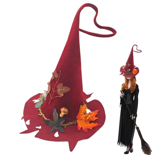 Halloween Kostüm Hexenhut, Hexenhut Dekoration Halloween Stil Hut, Filz, Stoff 37.7x41x93cm/14.84x16.14x36.61inch, Party Requisiten Performance Cosplay von Qzdtue