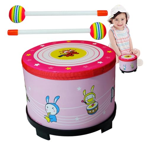 Kinder Handtrommel, Kinderrhythmusinstrument, Lernspielzeug, Sturdy Design mit Holzsticks, 20 x 17 cm, Spaß für Performances, Partys, Festivals von Qzdtue