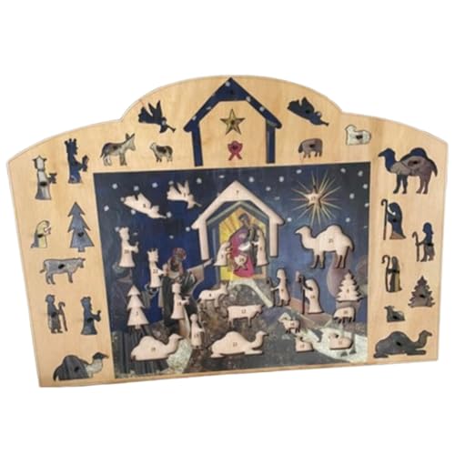 Nativity Szene Jigsaw Puzzle | Christmas Countdown Puzzle | Puzzle | Holzpuzzle mit 30 x 25 cm / 11,81 x 9,84 Zoll für Christian Jesus Religious Bible Jigsaw Puzzles von Qzdtue