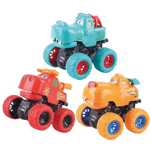 Pull Back Vehicles, Push and Go Trucks, Friction Car Toys, Interactive Stunt Toy Vehicles, 3 X Vehicle Toy Set, Push and Go Car Toys, Kids Friction Vehicle Set, Toy Trucks for Boys, Stunt Car Toy Set von Qzdtue