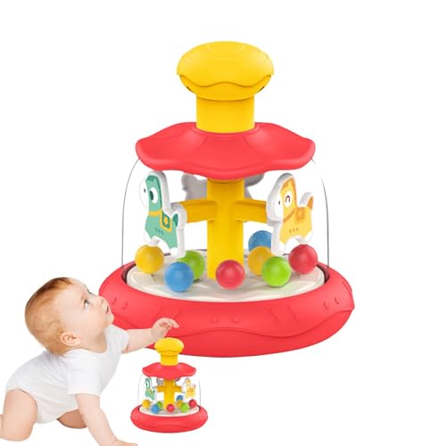 Qzdtue Educational Press Carousel Toy, Sensory Learning Toy Fine Motor Skills Development, Brain Teaser Push Rotating Carousel Kids, Lightweight Home Toy, Press Carousel Toy, Sensory Activity Fin von Qzdtue