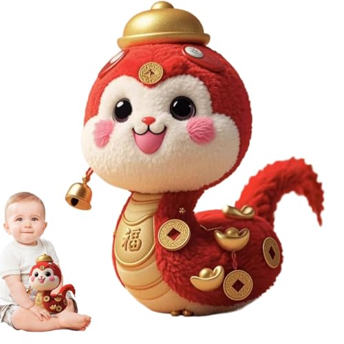 Qzdtue Kupfer-Schnee-Plüschtier, chinesisches Frühlingsfest, chinesische Schlange Plüschtier, niedliches Snake Maskottchen, Lunar New Year Snake Plush, Year of The Snake Decoration, 11 Zoll Snake von Qzdtue