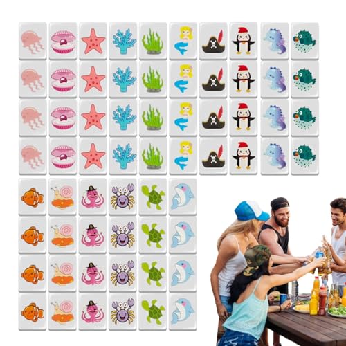 Qzdtue Mahjong Game Set, Flag Pattern Tile Games, 3 x 2,2 x 1,5 cm/1,18 x 0,87 x 0,59 Zoll, Melamine Family Board Games for Family, Block Puzzle von Qzdtue