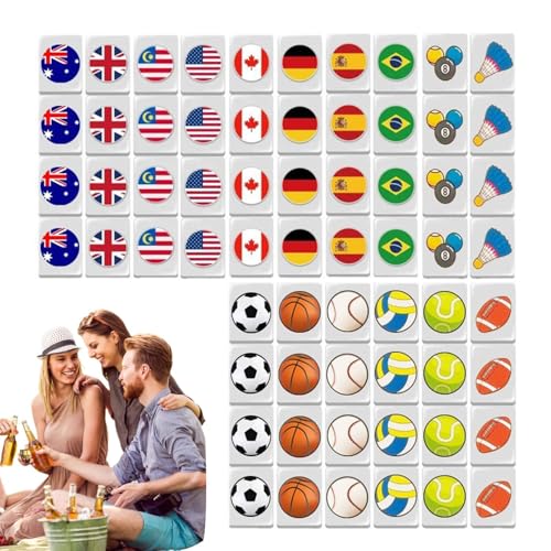 Qzdtue Mahjong Game Set, Flag Pattern Tile Games, 3 x 2,2 x 1,5 cm/1,18 x 0,87 x 0,59 Zoll, Melamine Family Board Games for Family, Block Puzzle von Qzdtue