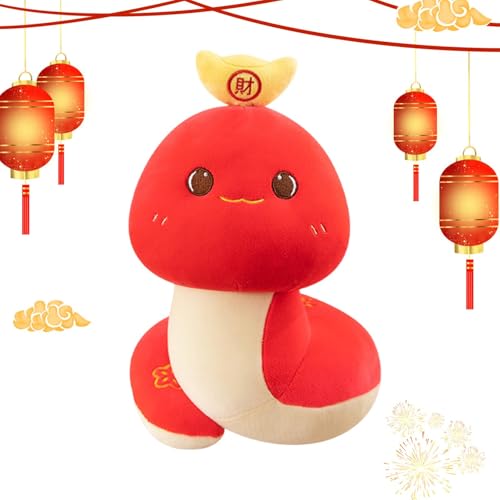 Qzdtue Plüschtier mit Schlangenmotiv, chinesisches neues Jahr Mascot, leuchtend rote Plüschpuppe für Heimdekoration, bezauberndes Snake-Spielzeug zum Feiern des neuen Jahres und festlicher Raumakzente von Qzdtue