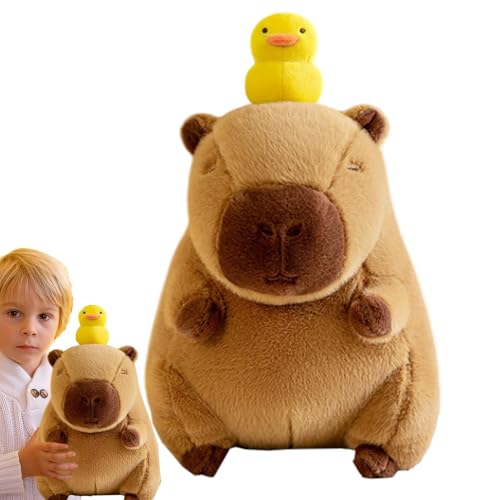 Qzdtue Soft Capybara Doll, Capybara Plush Toy with Duck, Capybara Pillow Toy, Cute Capybara Stuffed Animal, Plush Capybara with Duck, Stuffed Animal Capybara Toy, Capybara Pillow for Kids von Qzdtue