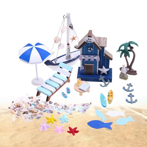 -Miniatur-Hausdekoration, Miniatur-Set, 26-teiliges Set, Strandhaus, Bastelset, Miniatur Strandhaus, Miniatur Strandhaus, Miniatur Kit, Strandhaus-Dekoration für Kinder von Qzdtue