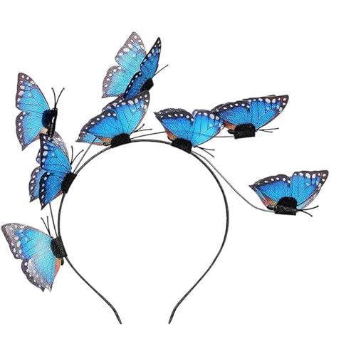 Schmetterling Blau Haarklammer Damen Mädchen - Fasching Karneval Schmetterlingdeko Haarspange Kopfbedeckung Geburtstag Party Accessoires Schmetterling Kostüm Haarreif Haarband Stirnband Kopfschmuck von Qzeanxy