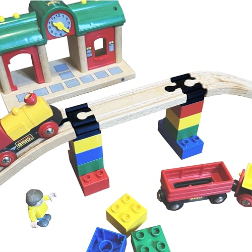 Brücken Adapter kompatibel mit Brio Holzeisenbahn & Duplo Bausteine, Rampengleise, Gleisverbinder, Eisenbahnzubehör, Holzeisenbahn, Schienen verbinder Universell (10 Stück) - Made by R-Satz Shop von R-Satz Shop