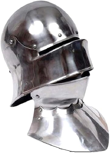 R.K GLOCAL ENTERPRISES Mittelalterlicher deutscher Sallet-Helm mit gotischem Gorget-Halspanzer, Nachstellung, Silber von R.K GLOCAL ENTERPRISES