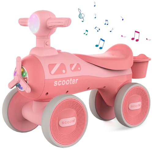 Kleinkind Balance Bike Baby Scooter für 1 Jahr altes Mädchen Geschenke 12-24 Monate Baby Balance Bike mit 4 Rädern, Bunte Beleuchtung, Musik Kleinkind erste Fahrrad Baby erste Geburtstag Geschenke von RAINBEAN