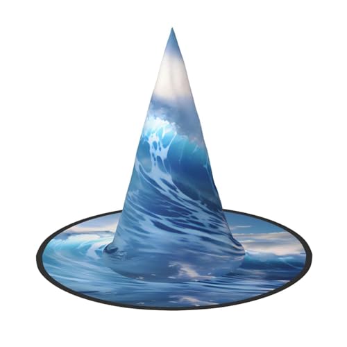 RAIZHE Blue Ocean Waves gruseliger Halloween-Hexenhut, 2 Stück, Premium-Kostüm-Zubehör für Partys, Karneval, Rollenspiele, Halloween-Hut von RAIZHE