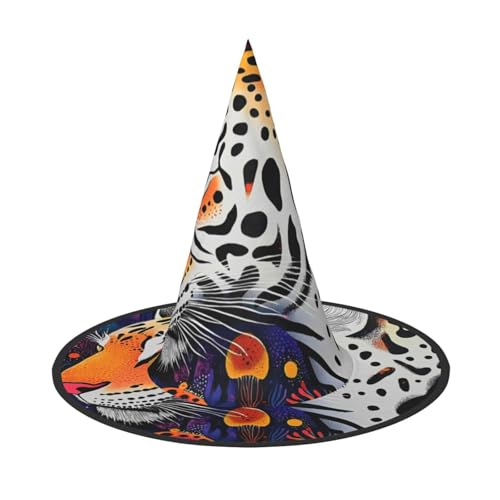 RAIZHE Ein bunter Tiger Spooktacular Halloween-Hexenhut, 2 Stück, Premium-Kostüm-Zubehör für Partys, Karneval, Rollenspiele, Halloween-Hut von RAIZHE