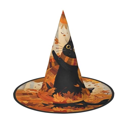 RAIZHE Gruseliger Halloween-Hexenhut, Herbstblätter, 1 Stück, Premium-Kostüm-Zubehör für Partys, Karneval, Rollenspiele, Halloween von RAIZHE