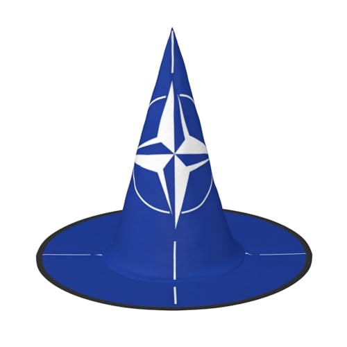 RAIZHE Gruseliger Halloween-Hexenhut mit NATO-Flagge, 1 Stück, Premium-Kostüm-Zubehör für Partys, Karneval, Rollenspiele, Halloween von RAIZHE