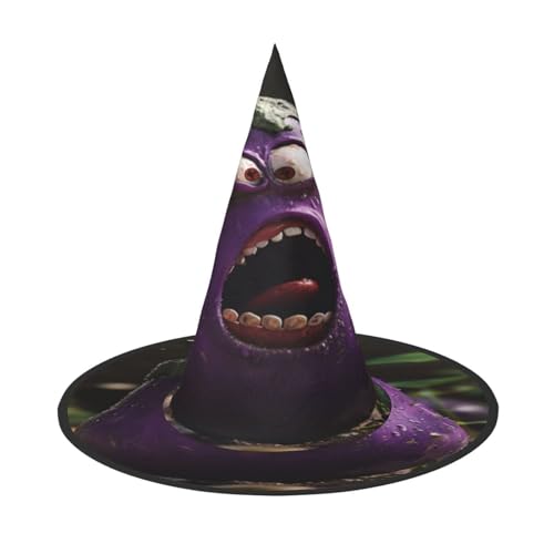 RAIZHE Gruseliger Halloween-Hexenhut mit schreiender Aubergine, 1 Stück, Premium-Kostüm-Zubehör für Partys, Karneval, Rollenspiele, Halloween von RAIZHE