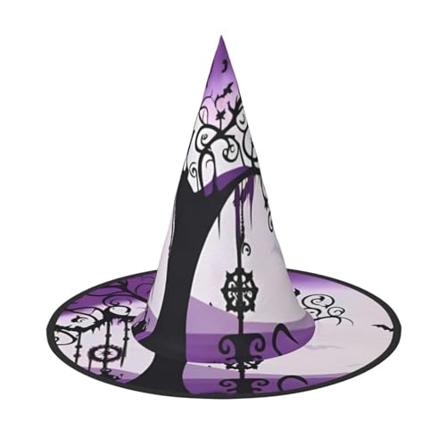 RAIZHE Halloween-Hexenhut, gruselig, gruselig, lila, schwarz, Gothic, 1 Stück, Premium-Kostüm-Zubehör für Partys, Karneval, Rollenspiele, Halloween von RAIZHE