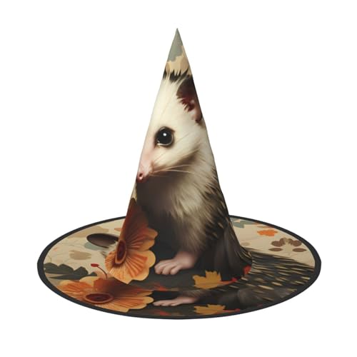 RAIZHE Opossum-Muster, gruseliger Halloween-Hexenhut, 1 Stück, Premium-Kostüm-Zubehör für Partys, Karneval, Rollenspiele, Halloween-Hut von RAIZHE