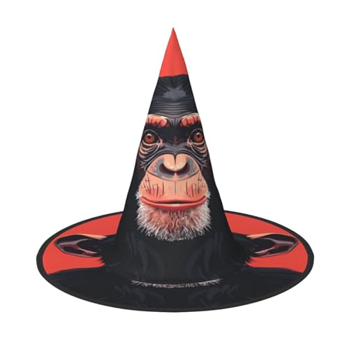 RAIZHE Schwarzer Gorilla-Hexenhut, gruseliger Halloween-Hexenhut, 1 Stück, Premium-Kostüm-Zubehör für Partys, Karneval, Rollenspiele, Halloween-Hut von RAIZHE